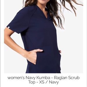 FIGS Navy Kumba-Raglan Scrub Top XS
